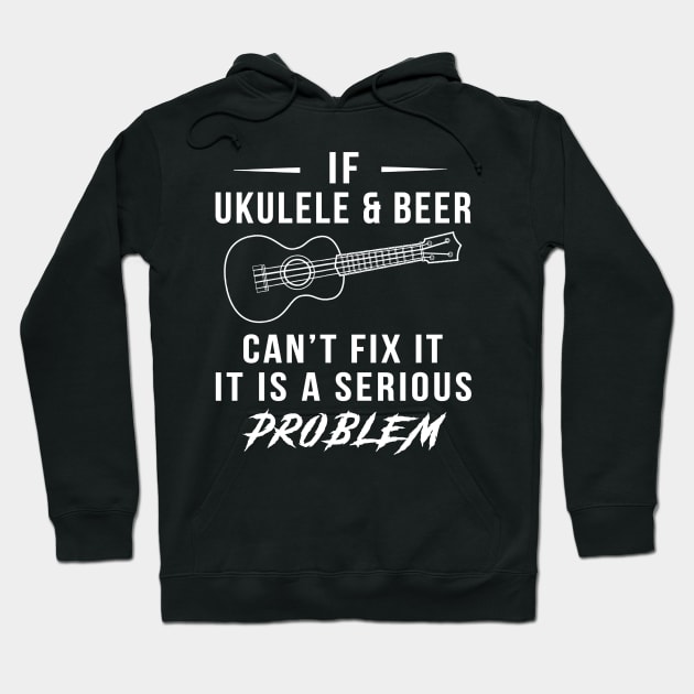 Strum, Sip, Smile: Funny Ukulele and Beer Solution Tee! Hoodie by MKGift